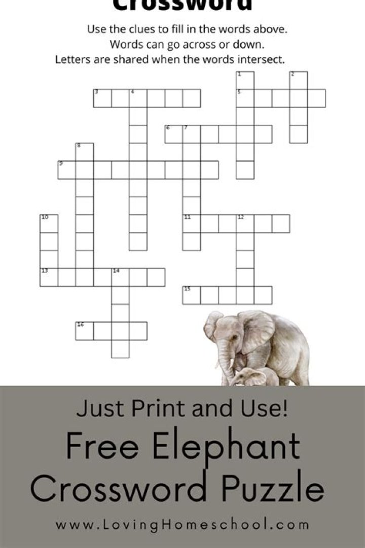 Baby Elephant Crossword: Puzzle Fun For Kids