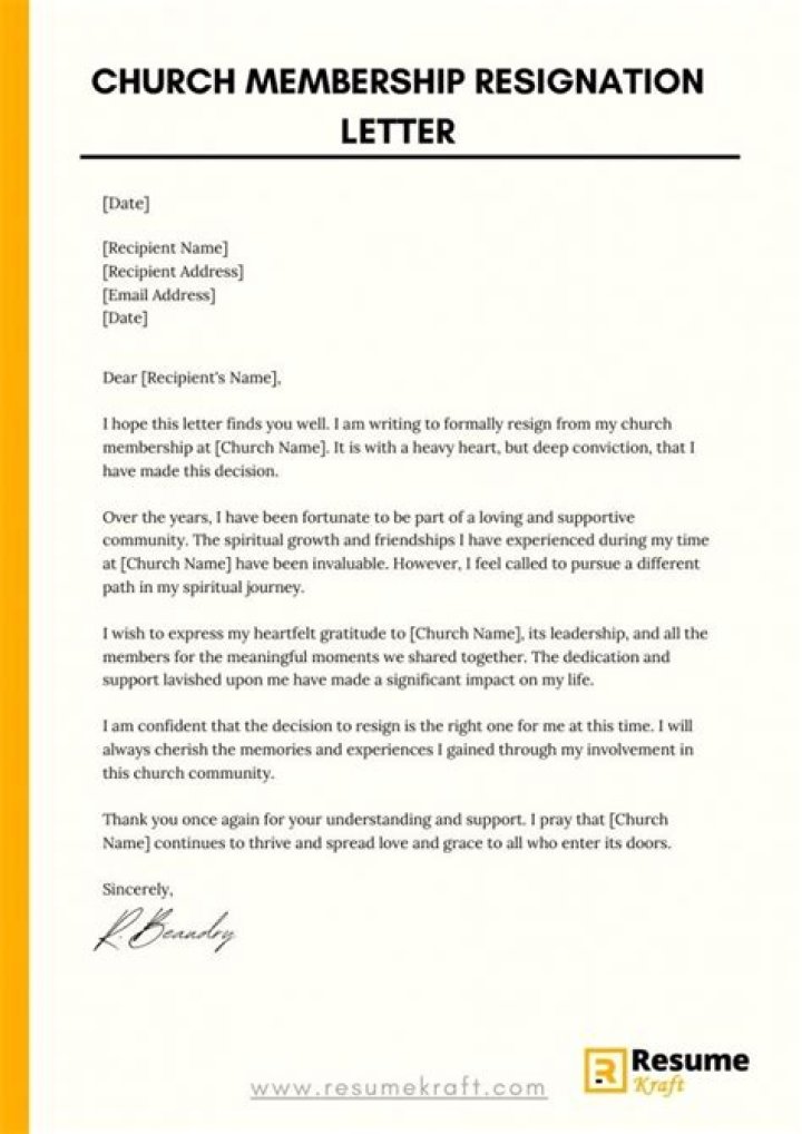 How To Write A Resignation Letter From Church