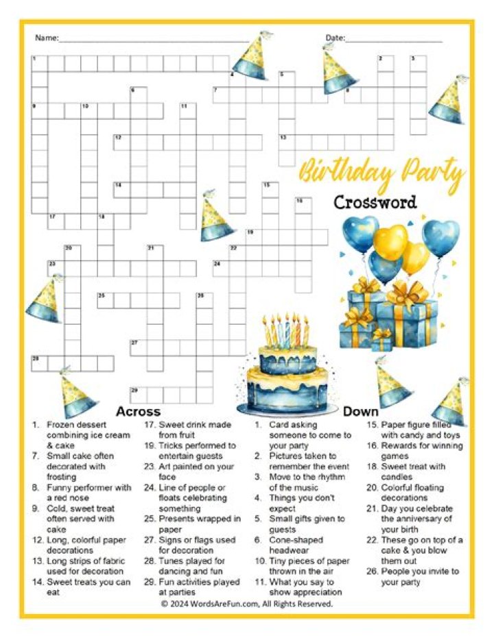 The Ultimate Birthday Party Crossword Bonanza